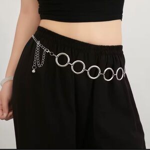 Long Waist Chain Belt For Women Siver Circle Chain Belt 45”